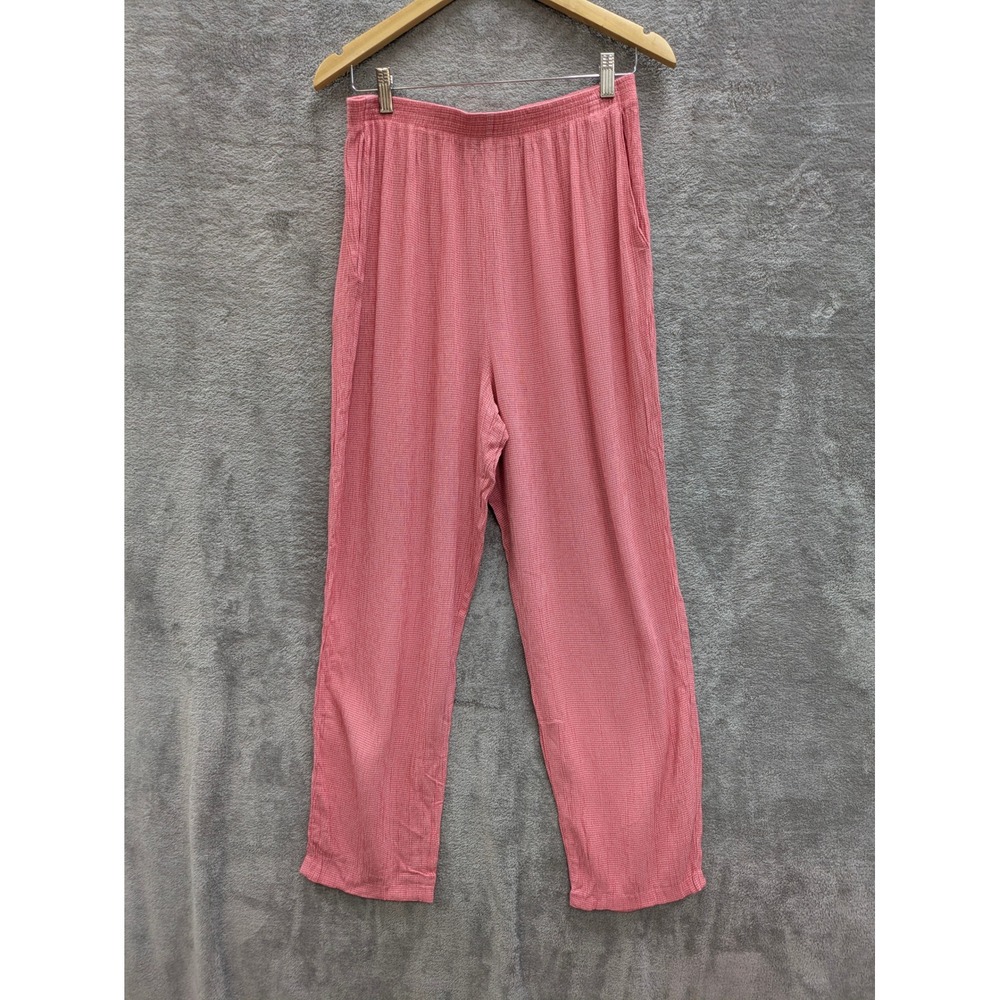 Coastal Grandma Textured Pants Women 16 Elastic Waist Pockets Vintage